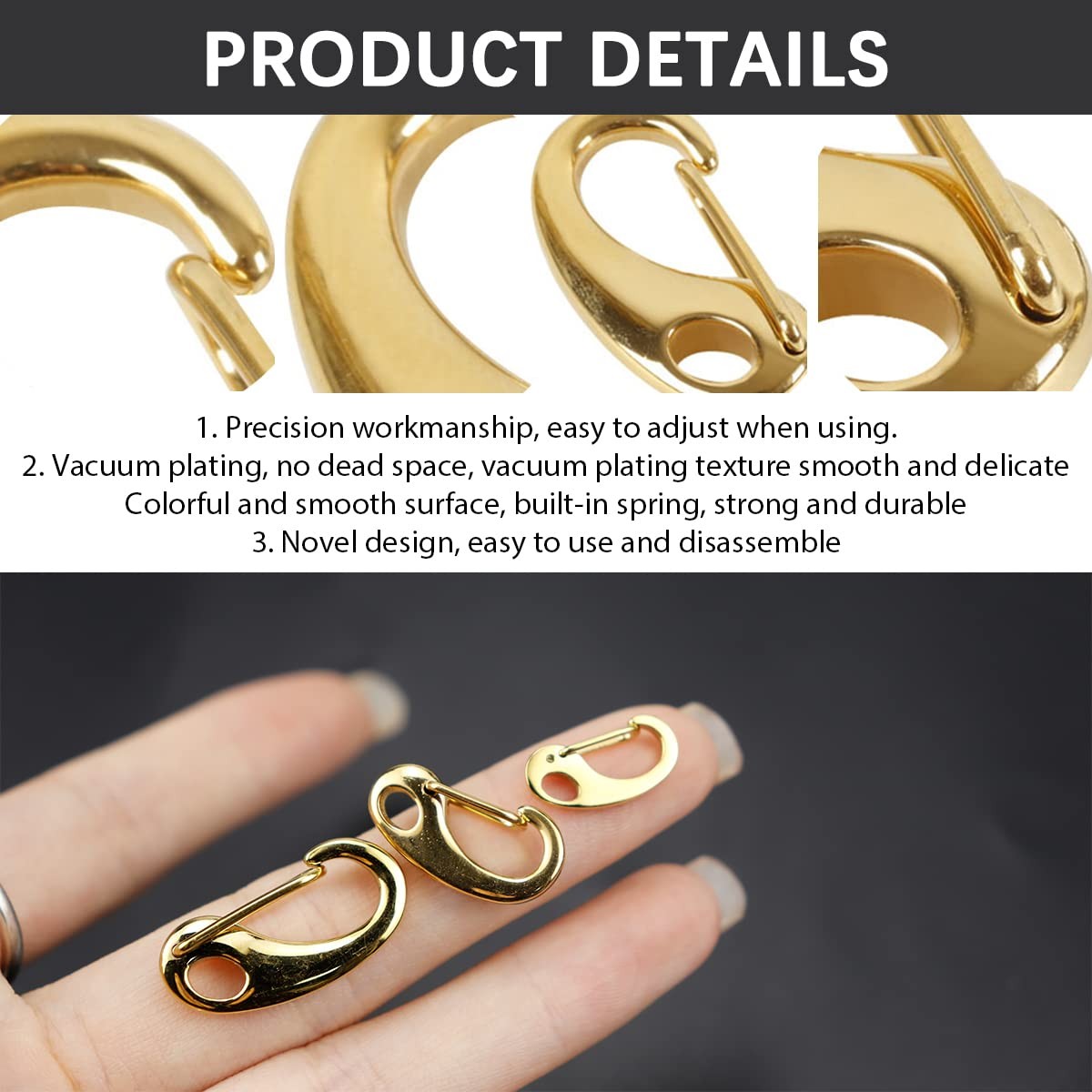 3 Set Pet Tag Quick Clip Stainless Steel Buckle with Rings Stainless Steel Ho…