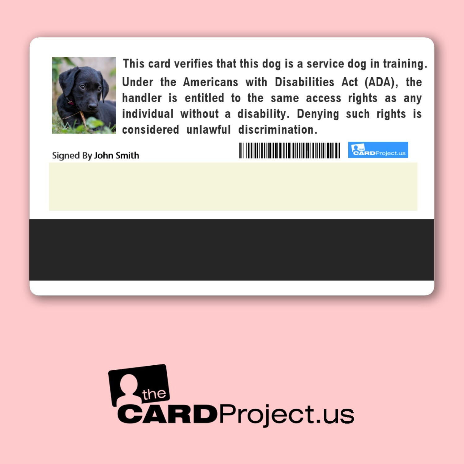 Service Dog in Training ID Card – Custom Photo, Biodegradable, Credit Card Size