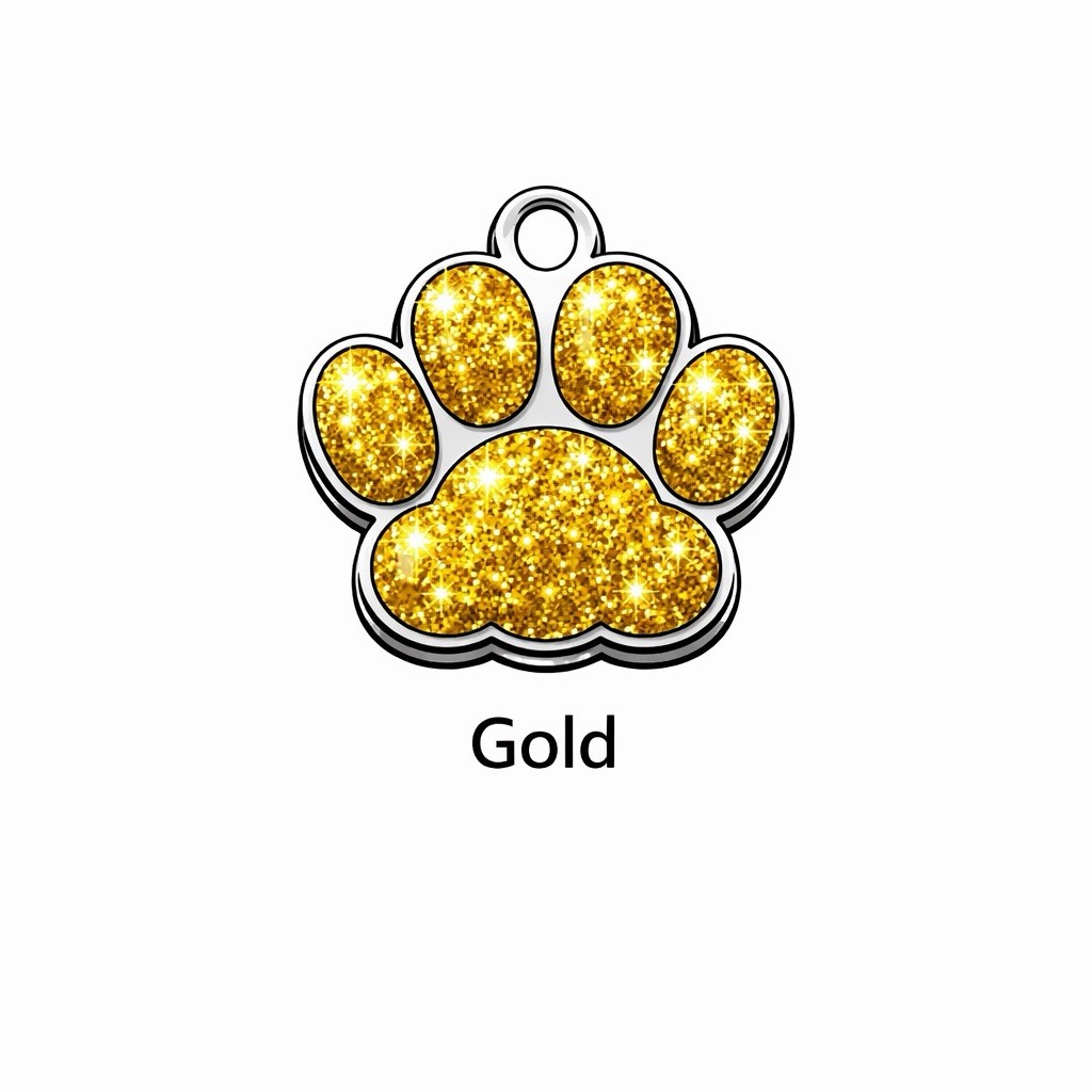 Deep Engraving Glitter Paw Pet ID Tag, Custom Engraved Dog Tags Personalized