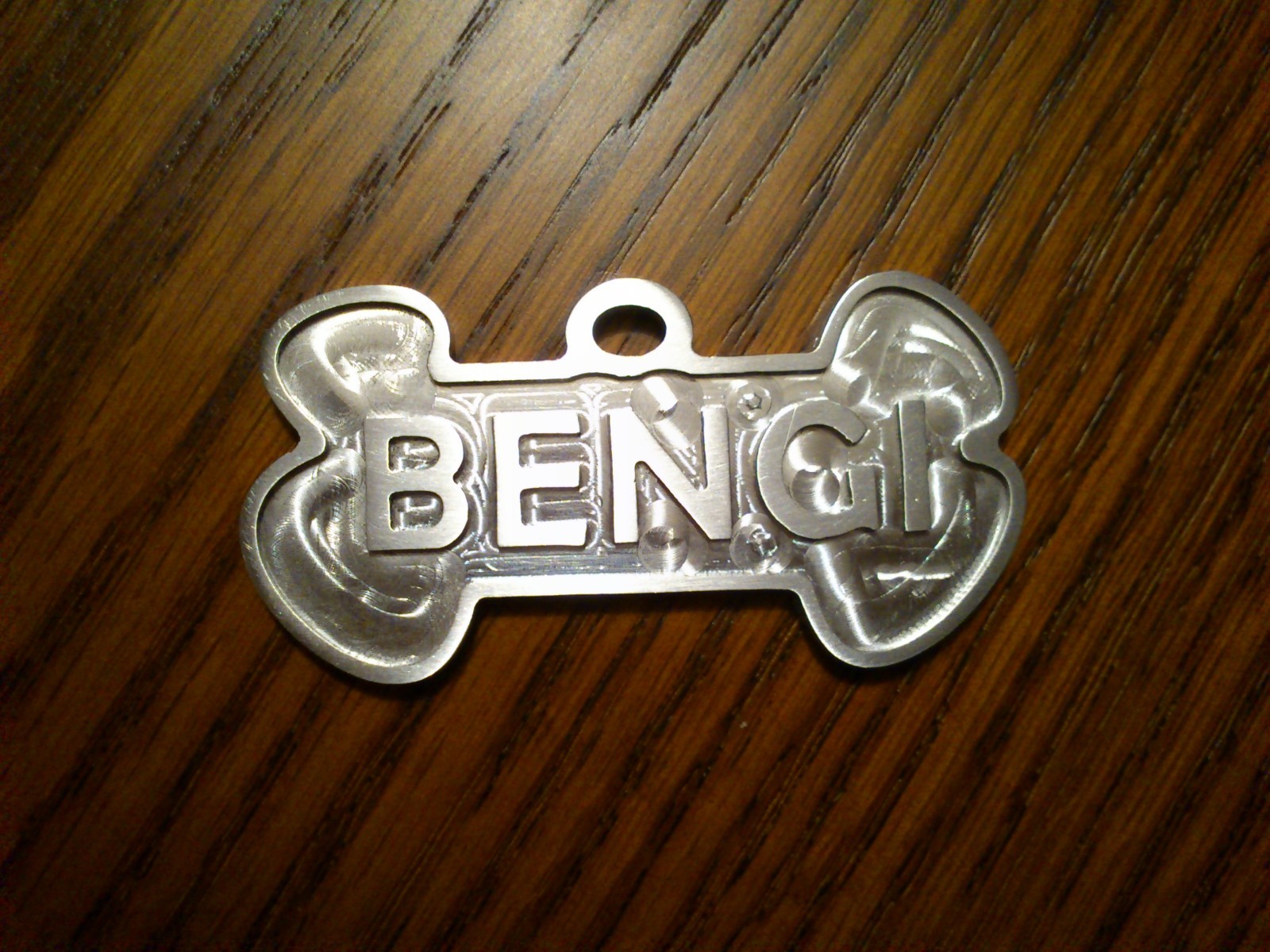 Custom made Dog-cat collar’s ID tag-double sided, carved/engraved aluminium