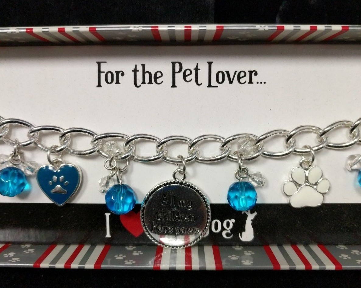 Pawsitively Spoiled NIB For The Pet Lover 5 Charm Beaded Bracelet Love Your Dog