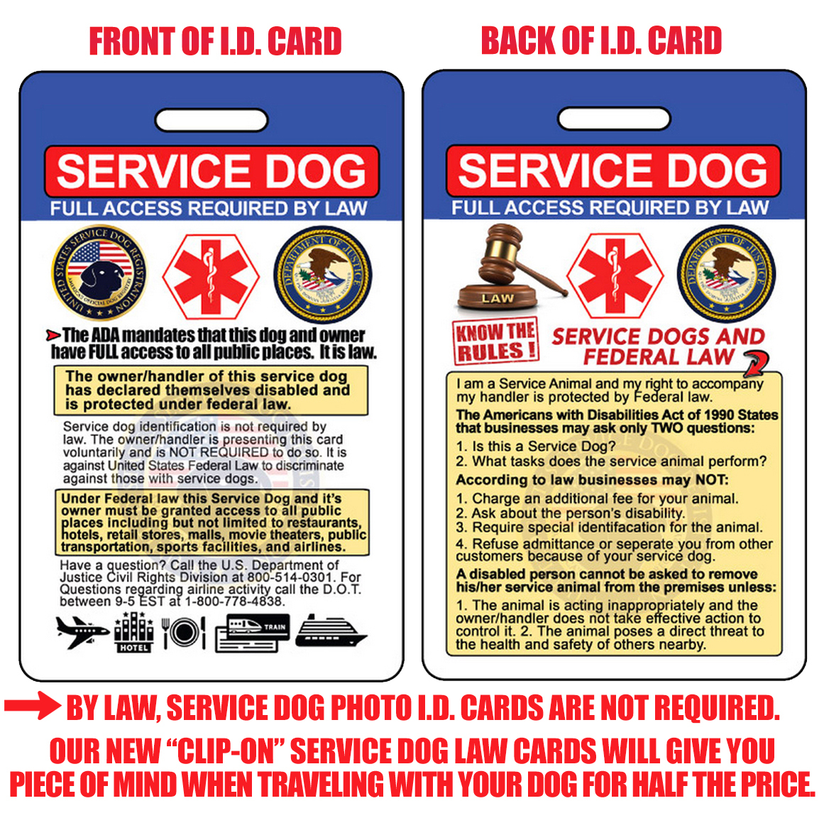 Service Dog ID Card (Badge) & Certificate with FREE Collar Tag ($25 VALUE)