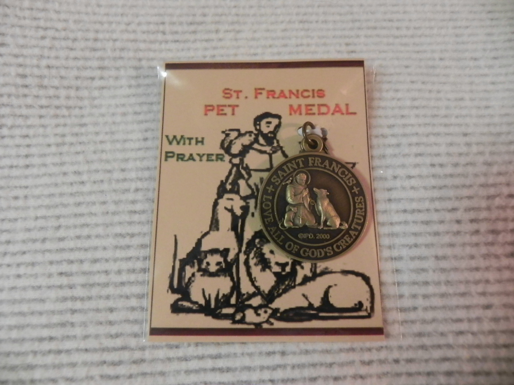SAINT ST FRANCIS DOG COLLAR TAG pet MEDAL WITH PRAYER Gift Packaged new QUALITY