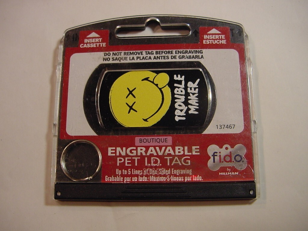 NEW – FIDO ENGRAVABLE PET I.D. TAG – TROUBLE MAKER