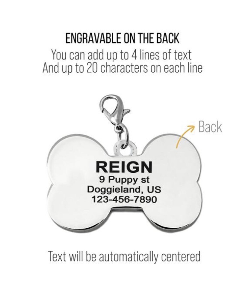 Glitter Bone Personalized Dog Tag Small Dogs Puppy Puppy ID Name Engraved Tags