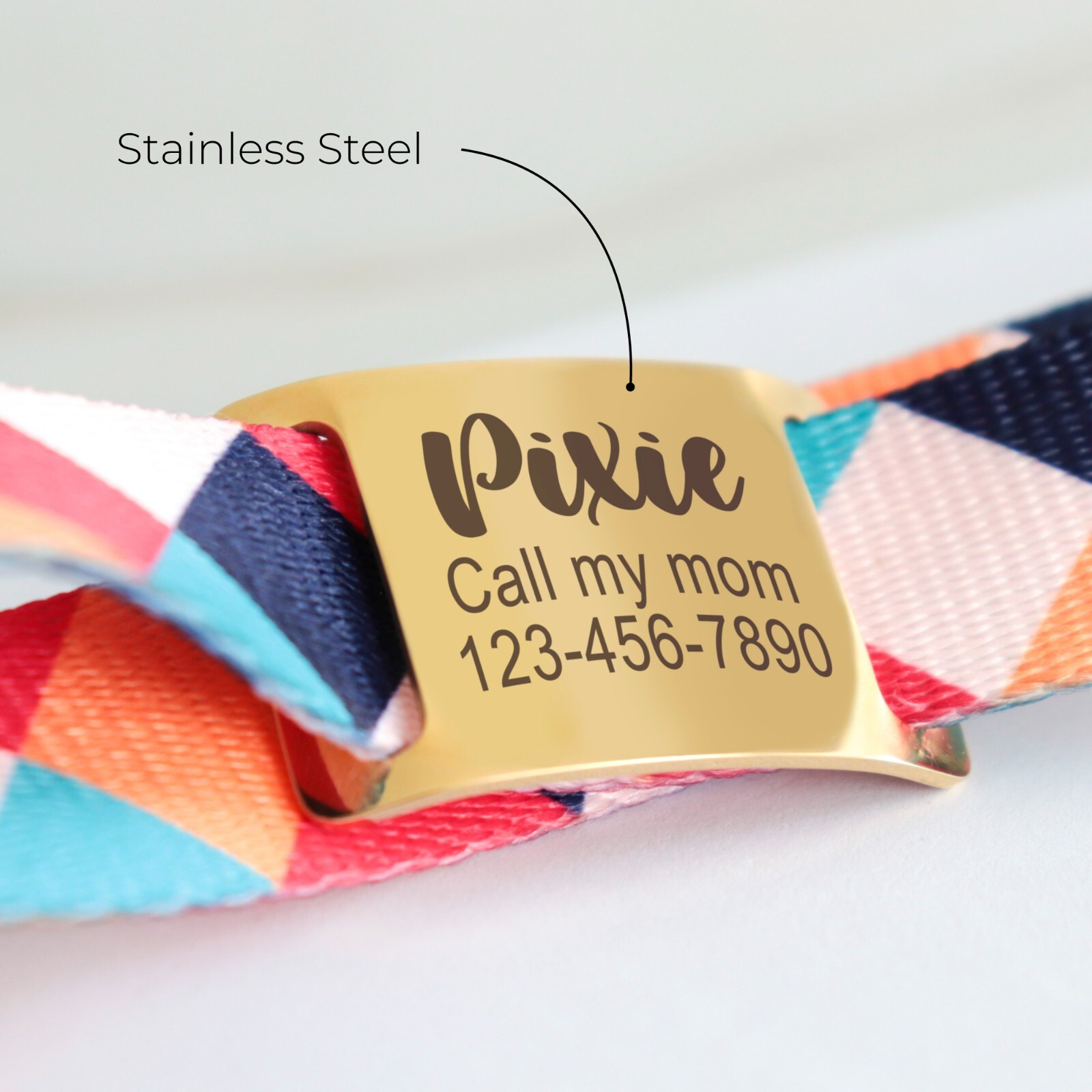 Personalized Slide on Silent Pets Name ID Tags for Dog Cat Martingale Collar