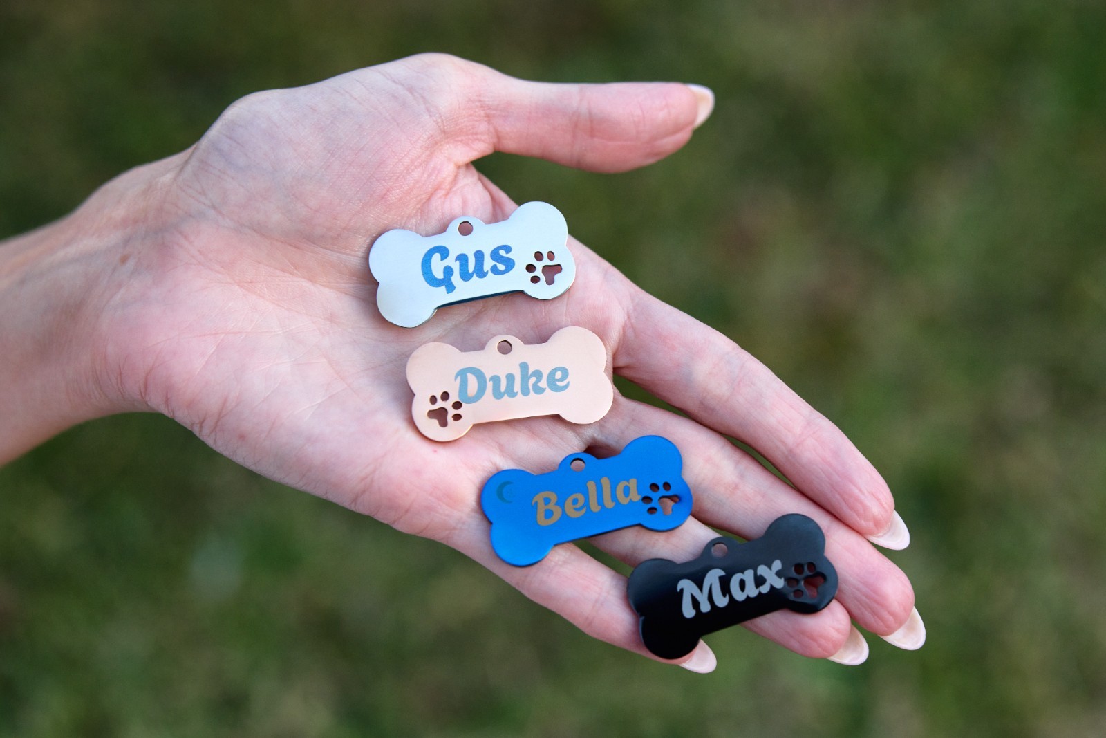 Personalized Dog ID Tag – Custom Name Engraving – Bone Shape Metal Pet Tag