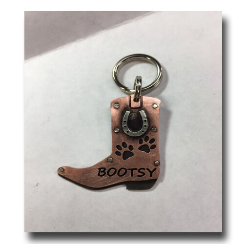 Cowboy Cowgirl Boot Pet ID Dog Name Tag Free Engraving Copper Nickel Silver