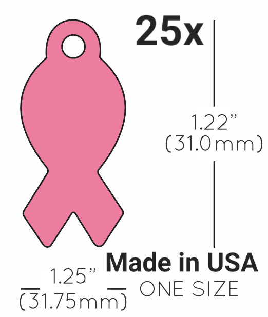 25x Anodized Aluminum Pet ID Tag Blank Ribbon Pink Breast Cancer Made in USA