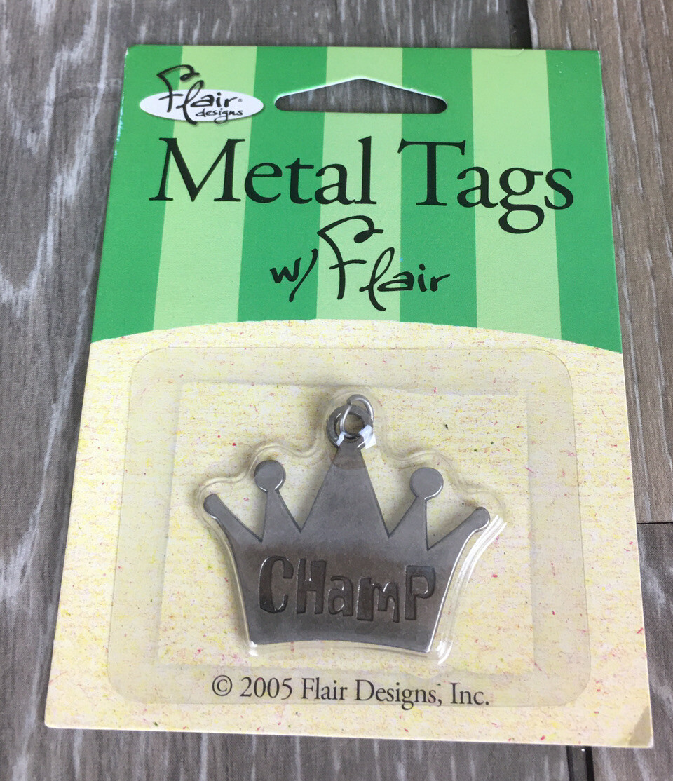 Dog Pet Tags Charm Metal Heart Champ Scrapbooking Crafting