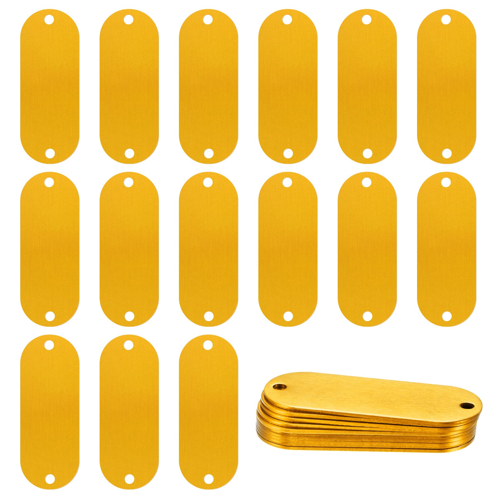 25-Pack 2″ x 0.75″ x 0.04″( L x W x T ) Blank Dog Tags [Yellow, 2 Holes]