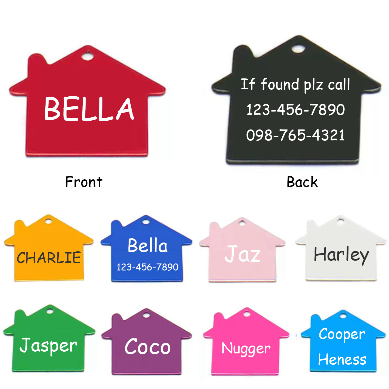 Pawtographize Dogs Cats ID Tags Personalized Pet Tags 2sides Engraved Hous Shape