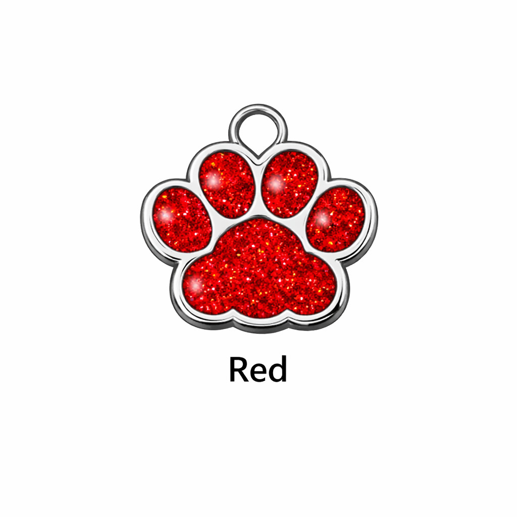 Deep Engraving Glitter Paw Pet ID Tag, Custom Engraved Dog Tags Personalized