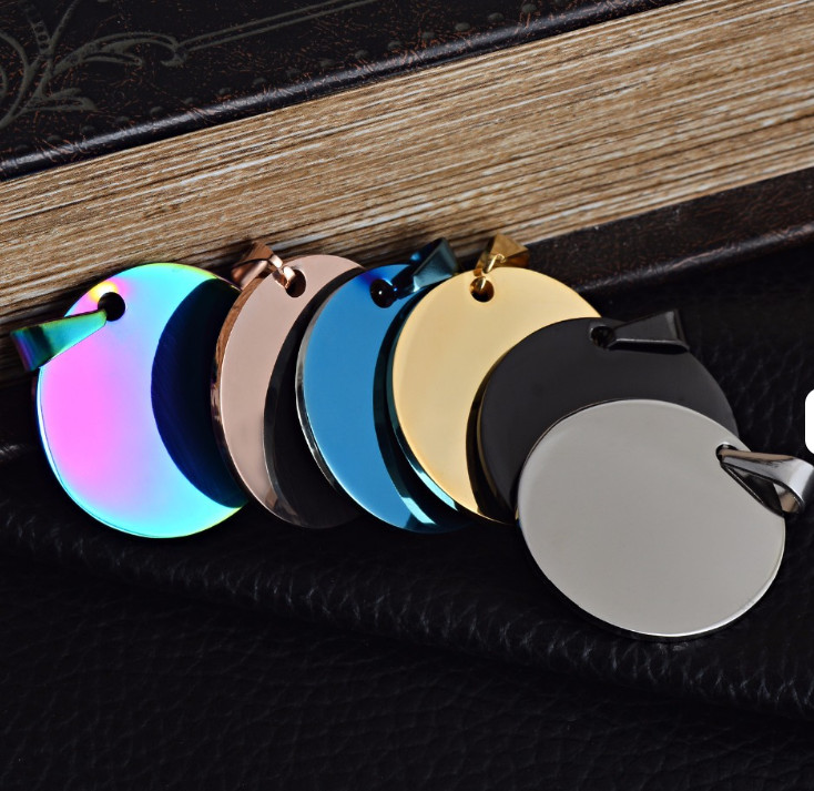 Custom Engraved Personalized Stainless Steel Dog Tags Round ID Dog Cat Tag