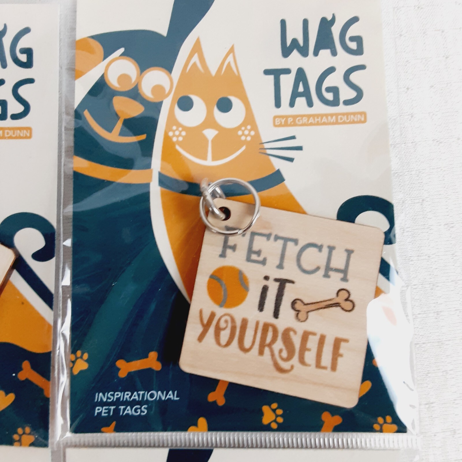 P Graham Dunn WAG TAGS Pet Collar Charms Wooden Square 1.5″ Assorted Set of 4