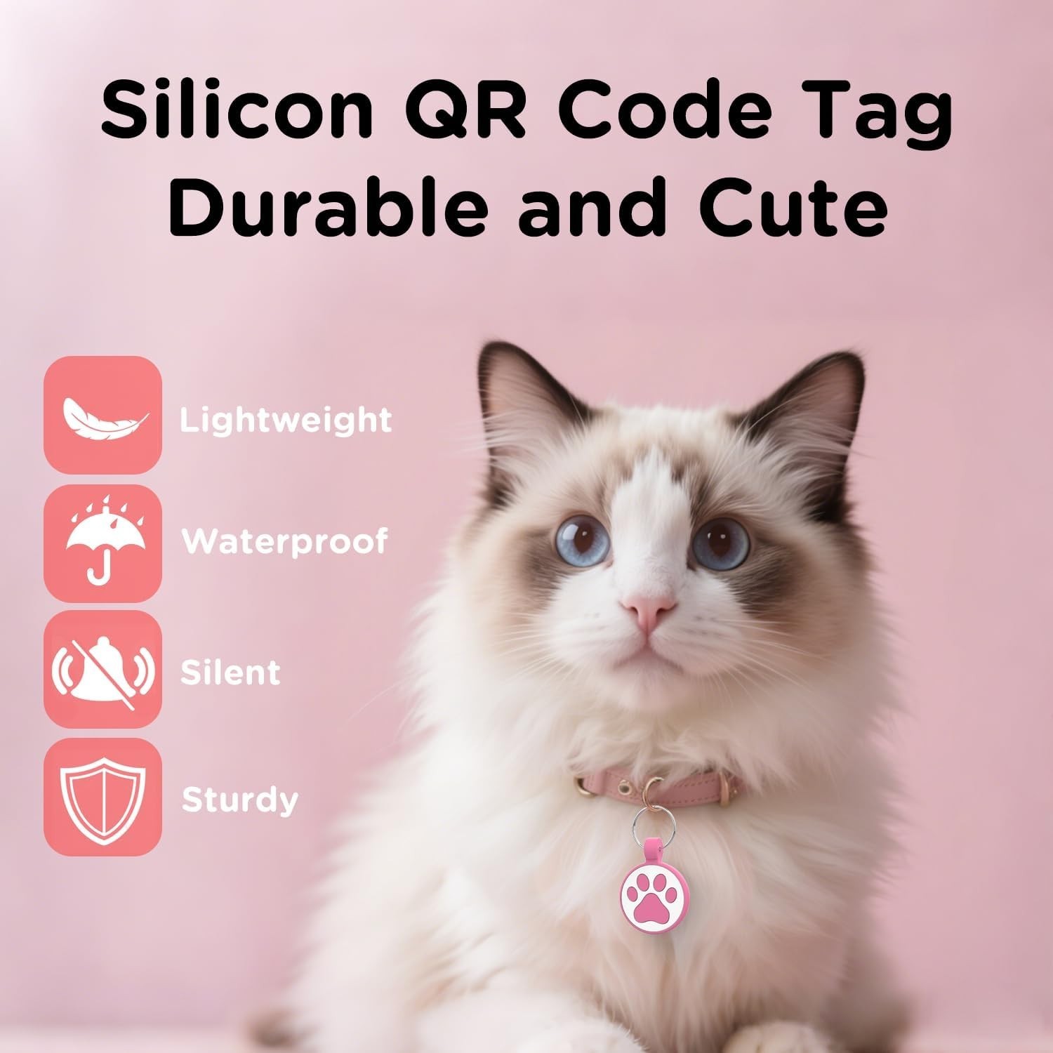 1.25″ Personalized QR Code Dog Tag – Stylish Rose for Medium to Large Breeds
