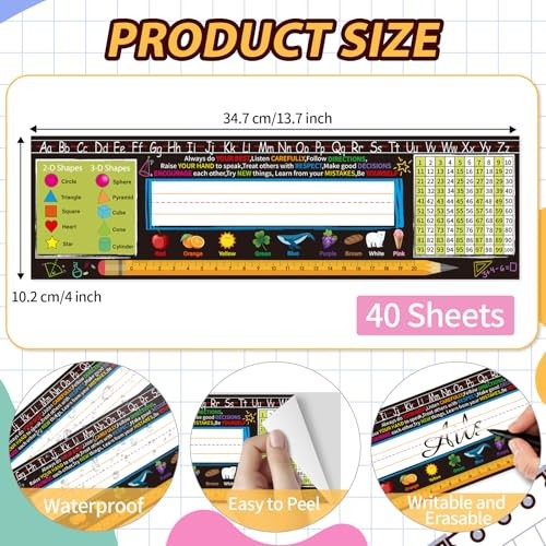 Desk Nameplates,40pcs Name Tags for Classroom,Waterproof Multipurpose