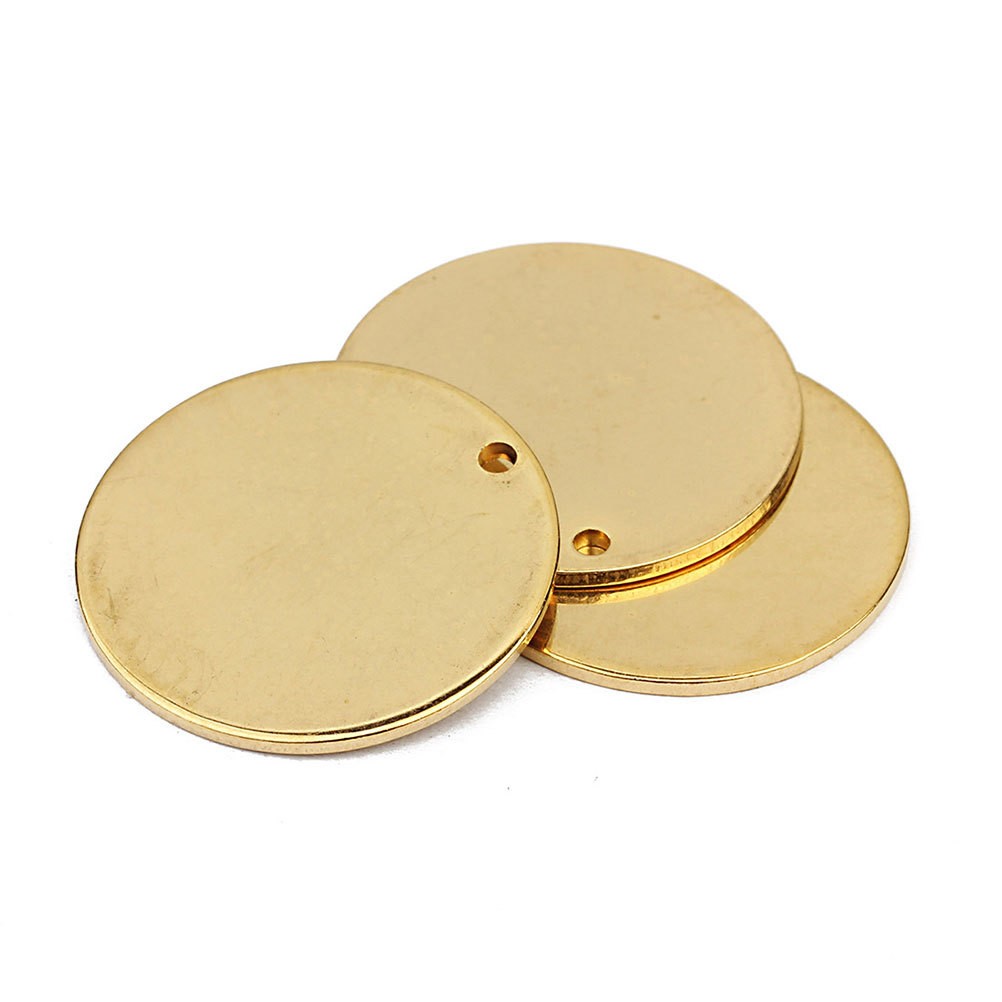 10Pcs Golden Round Pet Pendant Tags Alloy Material Anti Rust for Dog Id Hangings