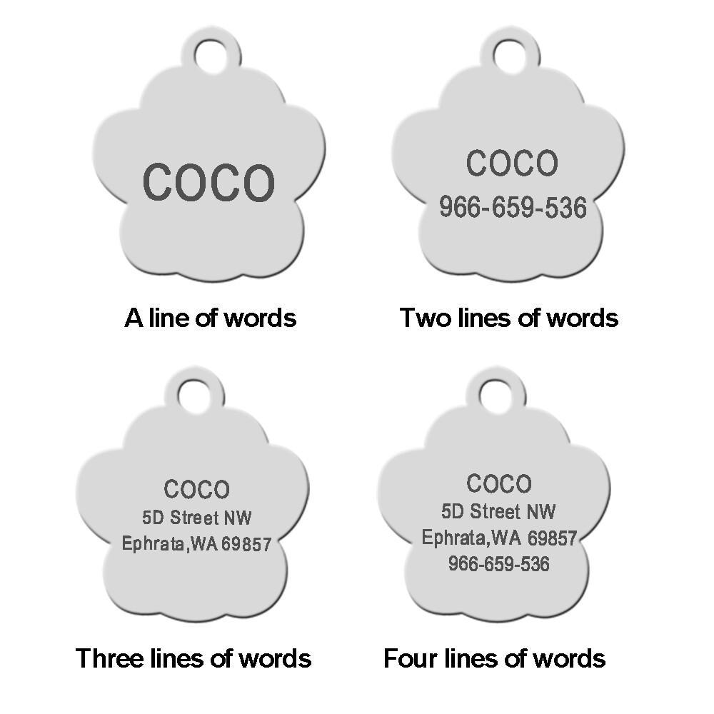 Glitter Paw Personalized Dog Tag Small Dogs Puppy Kitten ID Name Engraved Tags