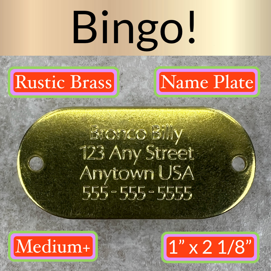 Custom Engraved Tags Personalized Name Plate Tags NAME PLATE BRASS RUSTIC MEDIUM