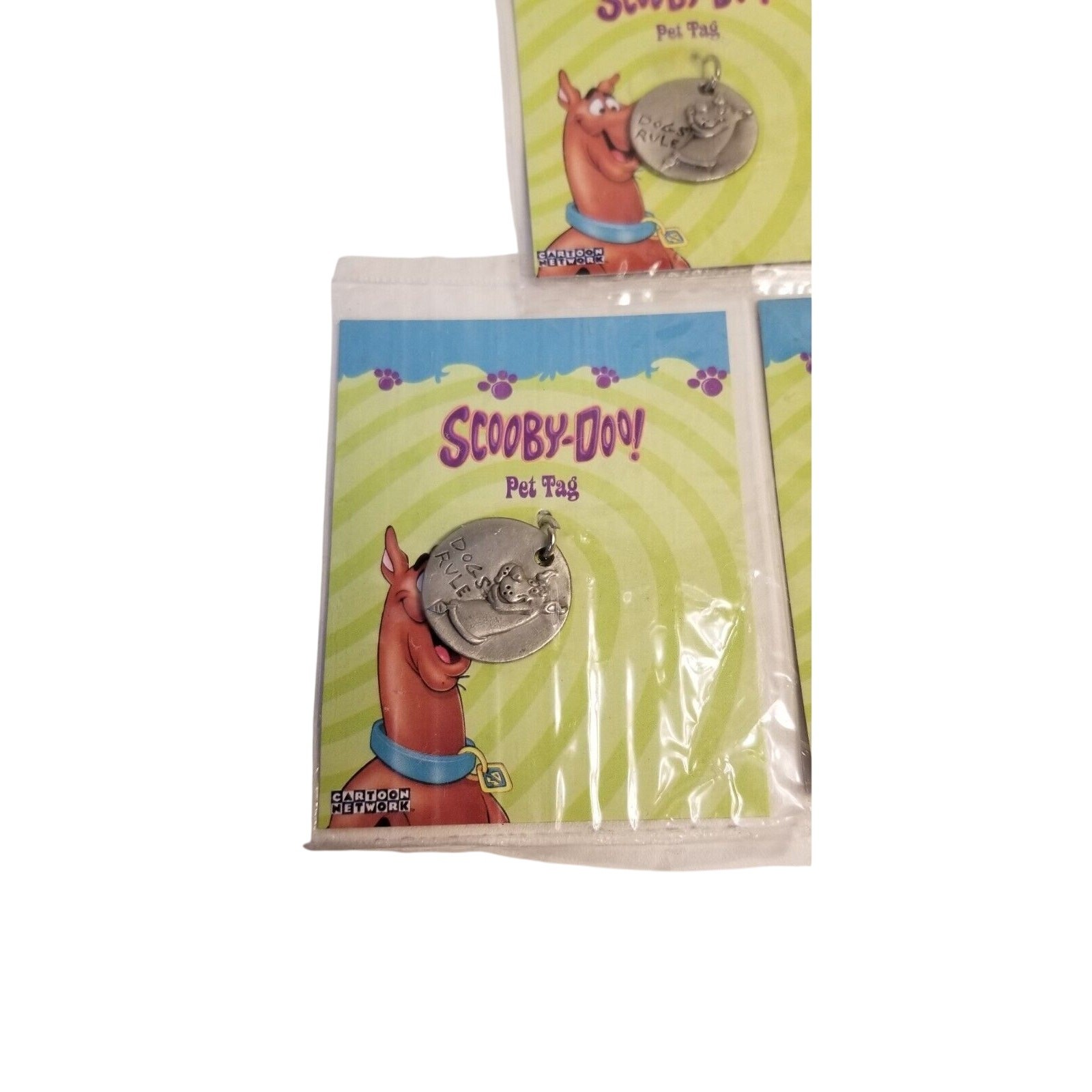 Lot of 3 Scooby Doo Metal Pet Tag Charm Pendant New In Package 2004 Giftco