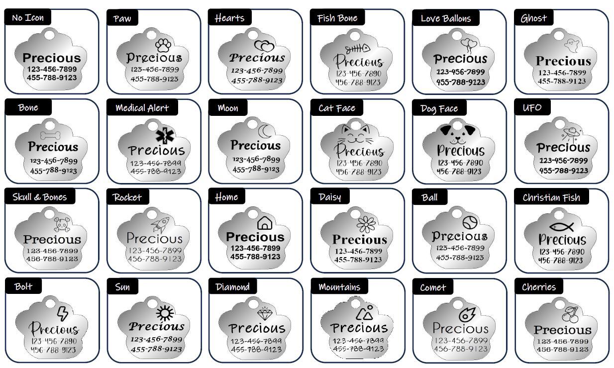 Deep Engraving, Glitter Paw Pet ID Tag, Custom Engraved, Dog Tags Personalized