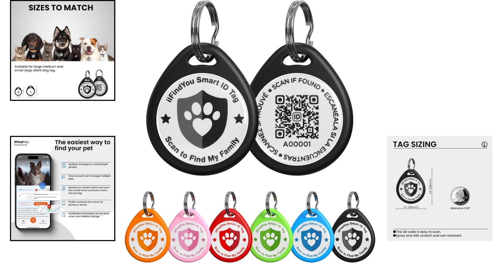 Durable Black QR Code Dog Tags – Real-Time Location Alerts & Emergency Info