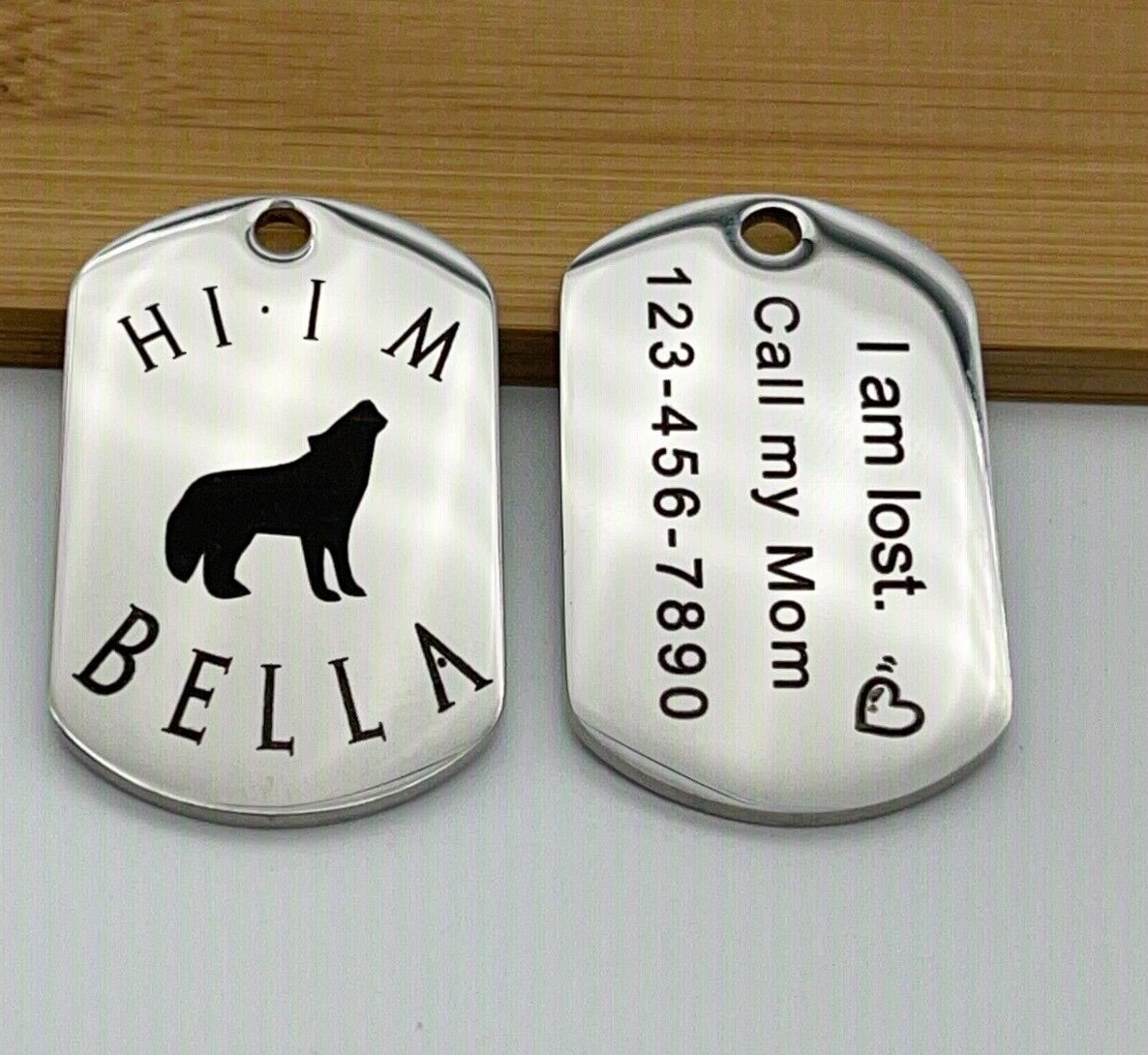Dog Tags,Stainless Steel Charm,Personalized Engraved Pet ID Tags,Rectangle Shape