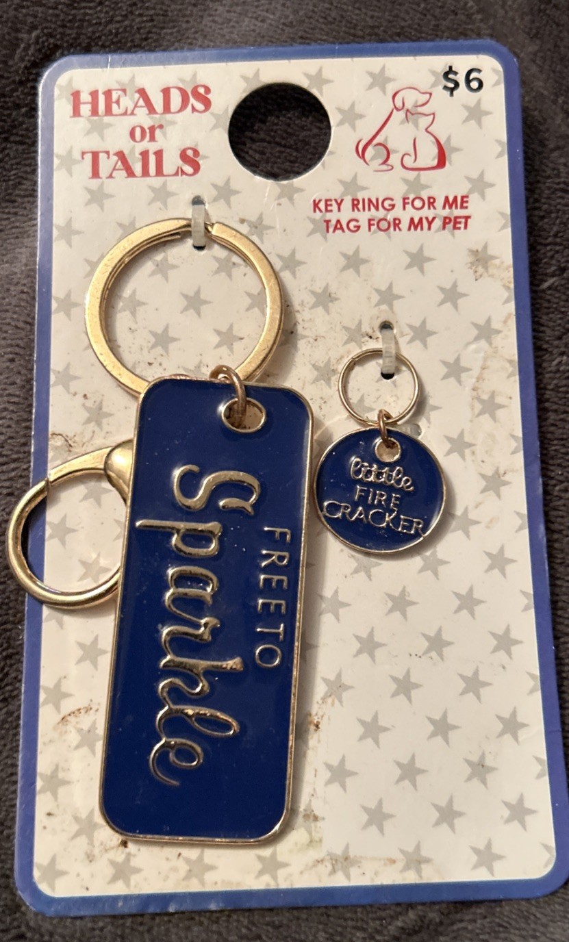 Heads or Tails 2PC Pet Collar Charm with matching Keychain Set -Free To Sparkle
