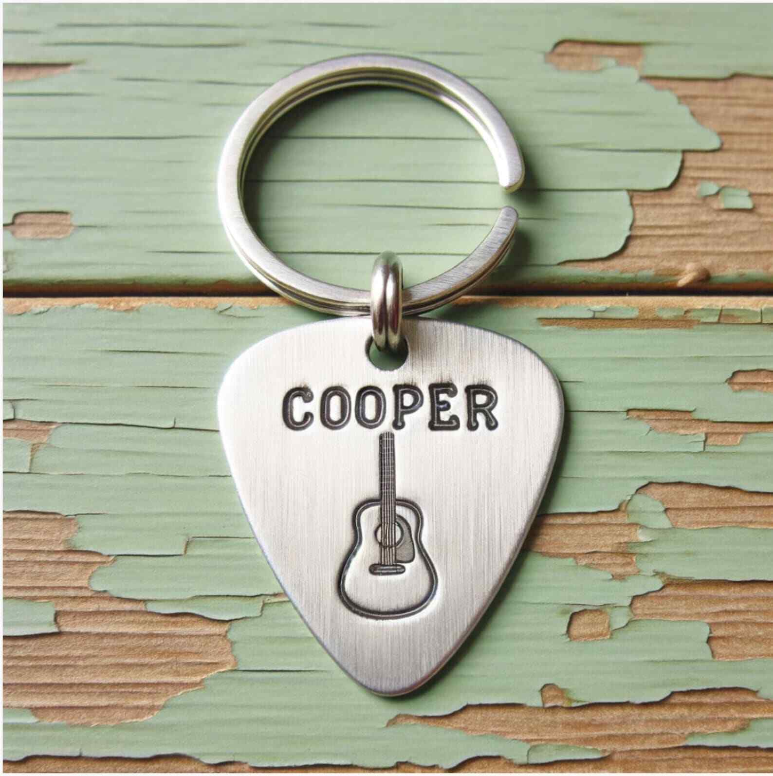 Pet ID Tag Personalized Custom Guitar Pick Music Lovers Themed Pet Tag Handmade