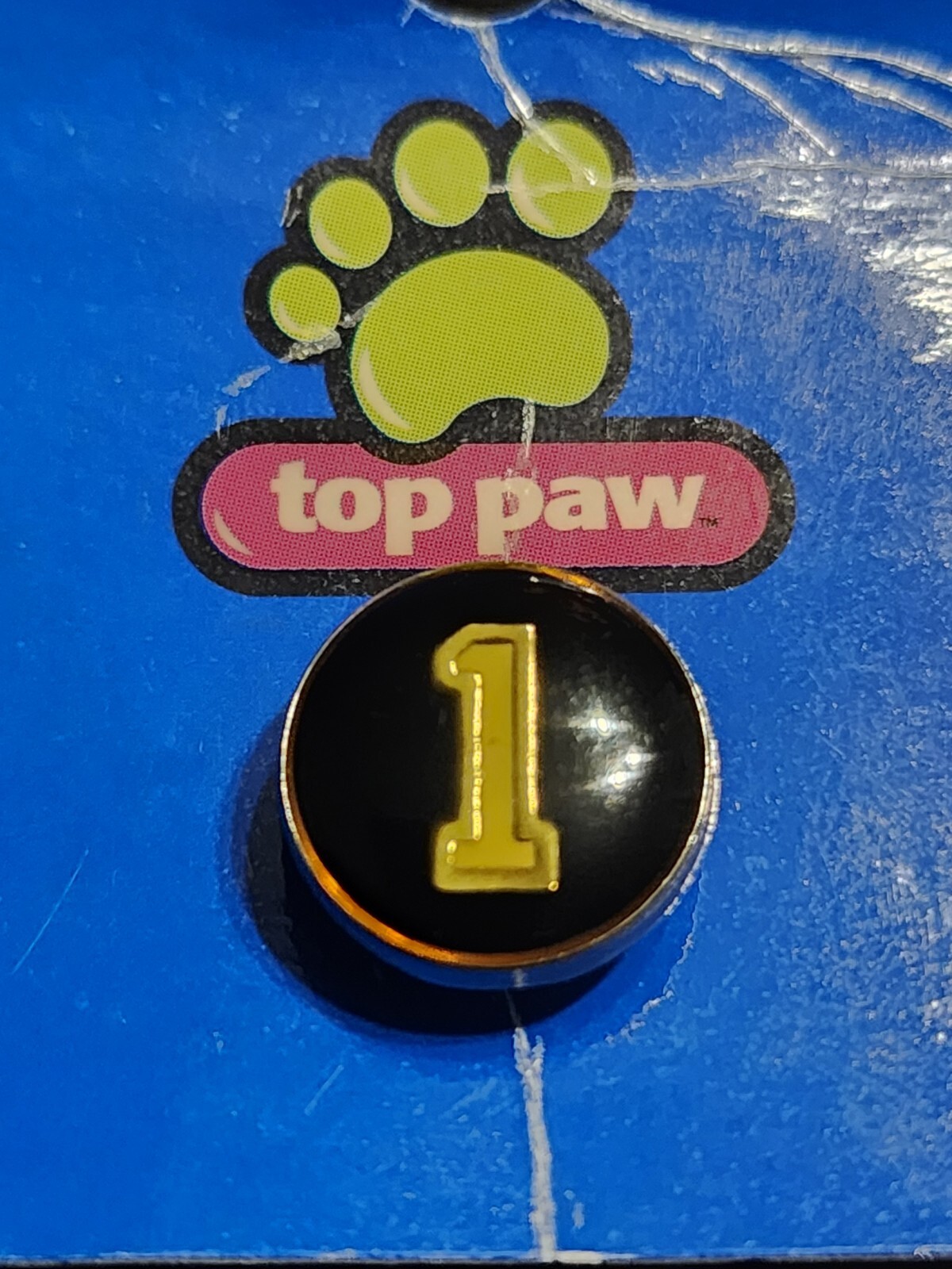 Top Paw Dog Collar Charm Celebrating 1 Year Old Black Gold & Cream