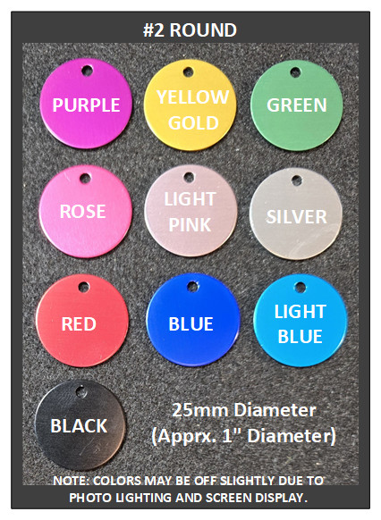 Tag: ENGRAVED Anodized Aluminum #2 Round Pet Dog Cat Keys
