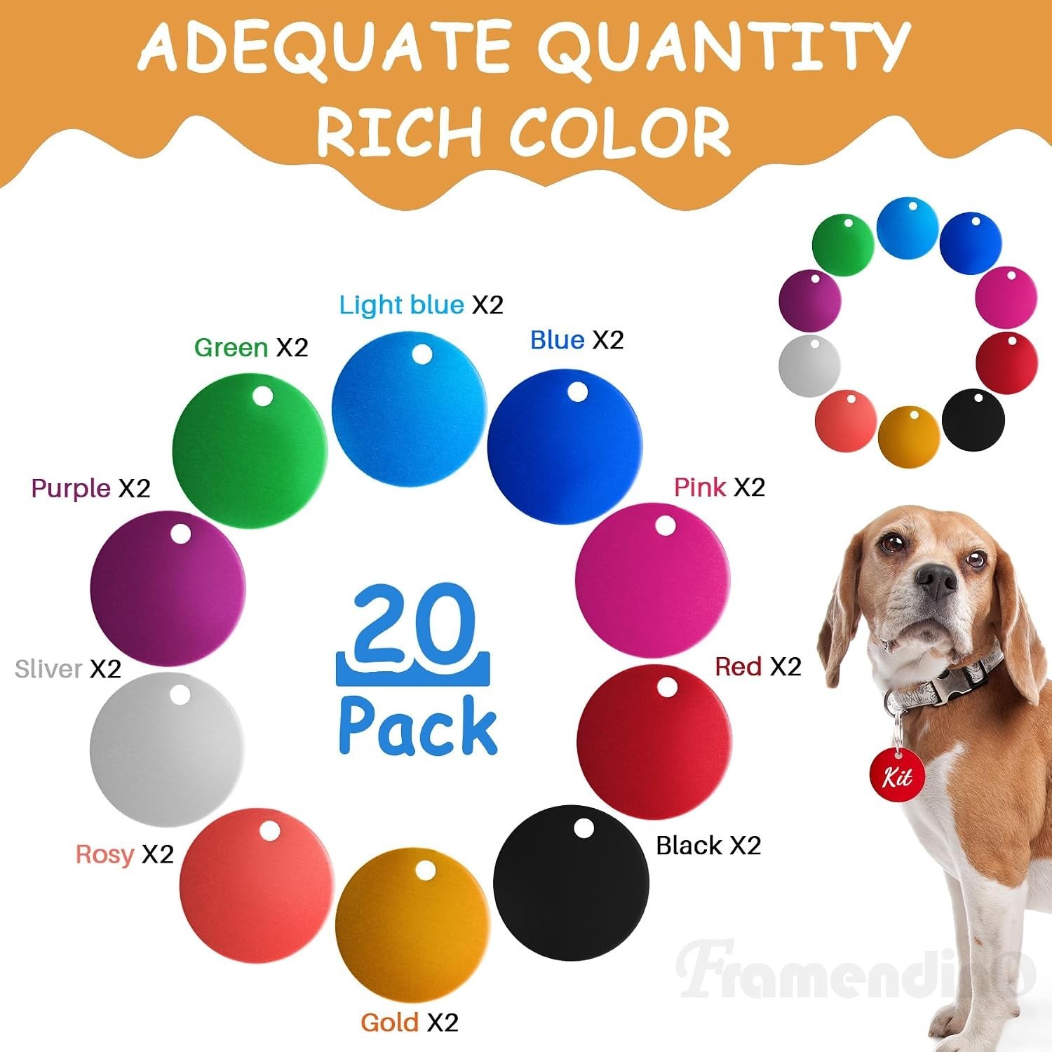 Pet ID Tag Colorful Blank Round Double Sided Pets ID Tag Name Phone Number ID…