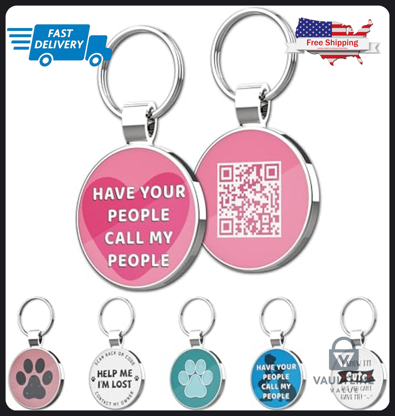 MYLUCKYTAG QR Code Pet ID Tag – 1.2 Inch Round Zinc Alloy Collar Tag