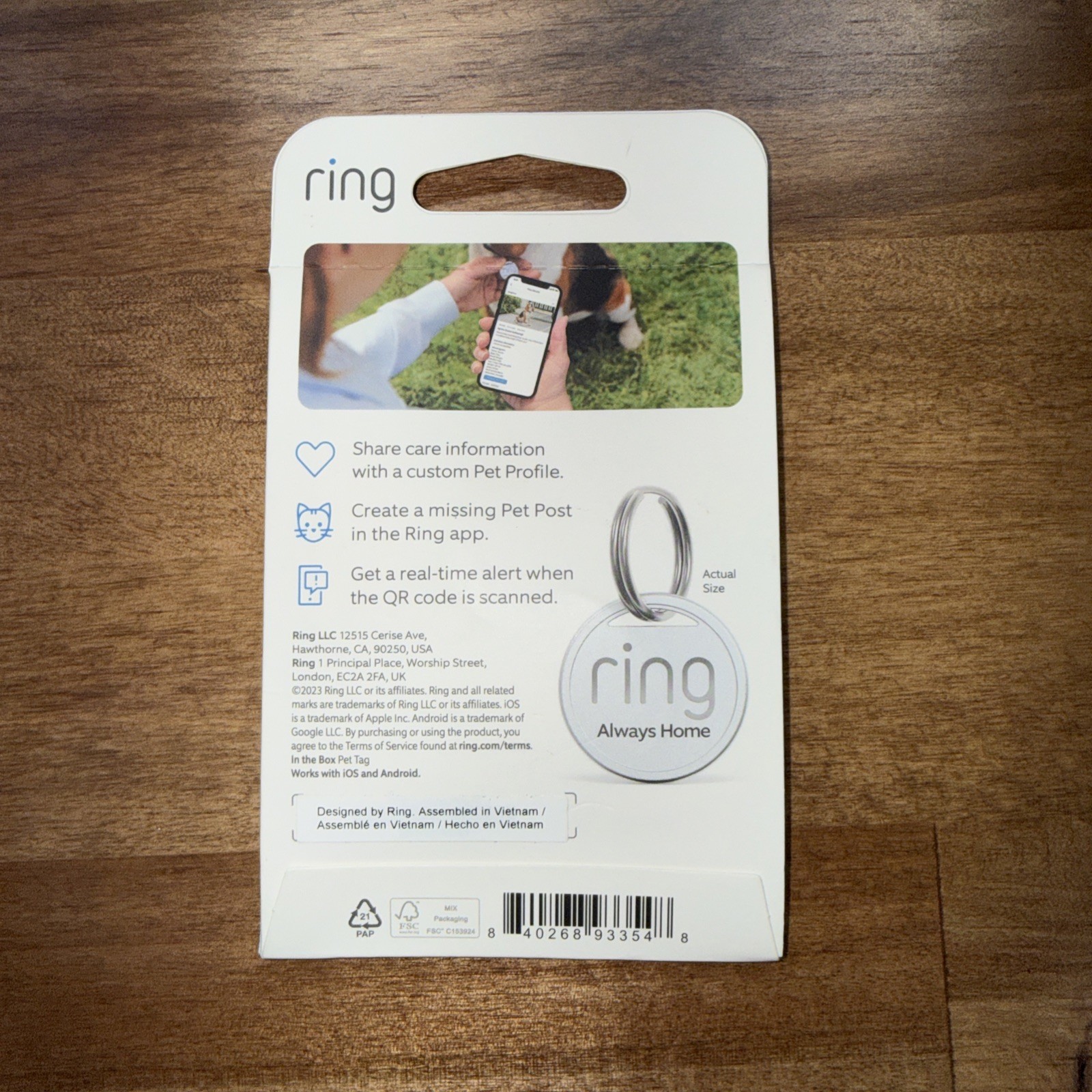Ring Pet Tag, Easy-to-use tag with QR code, Real-time scan alerts, NIB