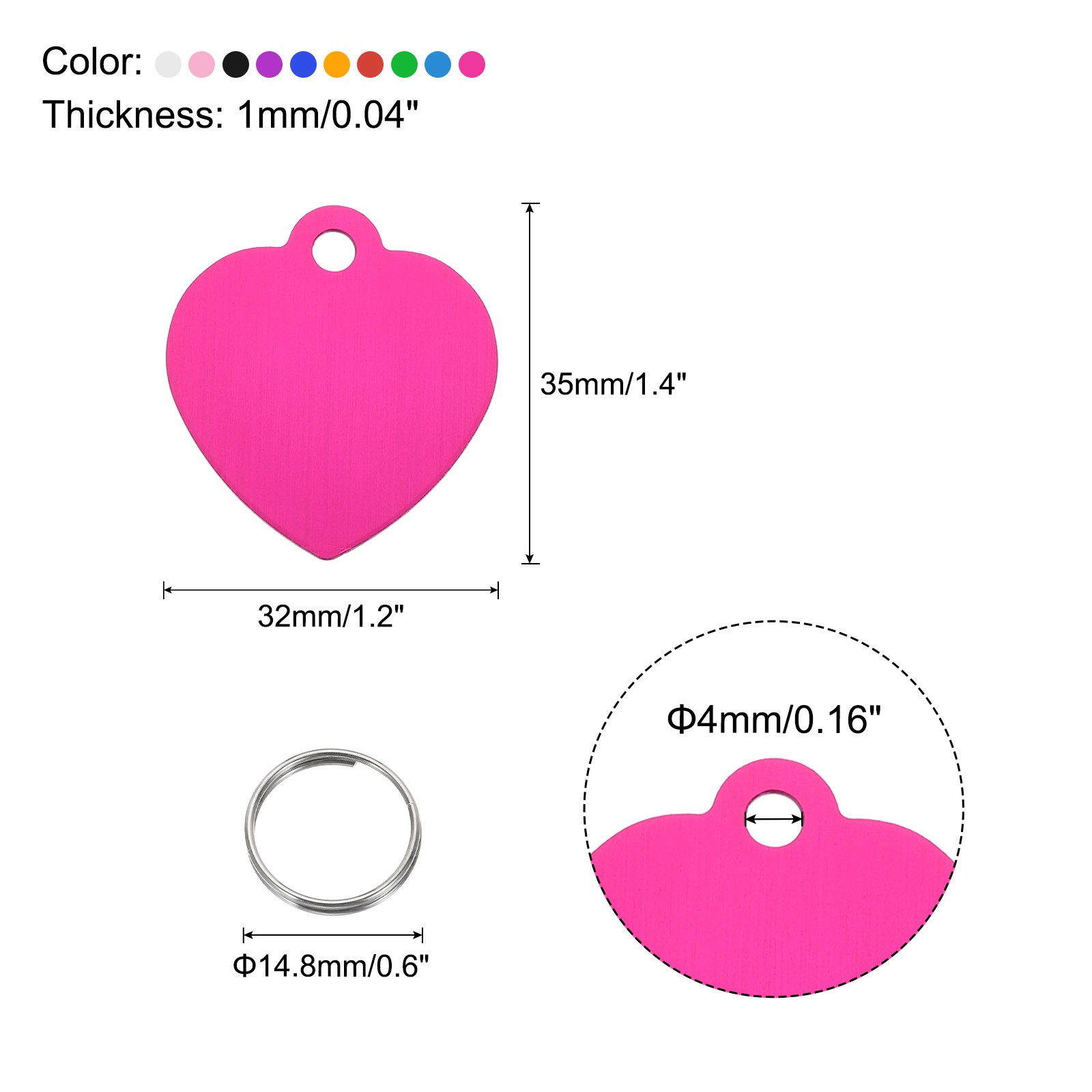 10 x Pet ID Tags Engraving Tags Heart-Shape Dog ID Tag 10 Color Blank Tags