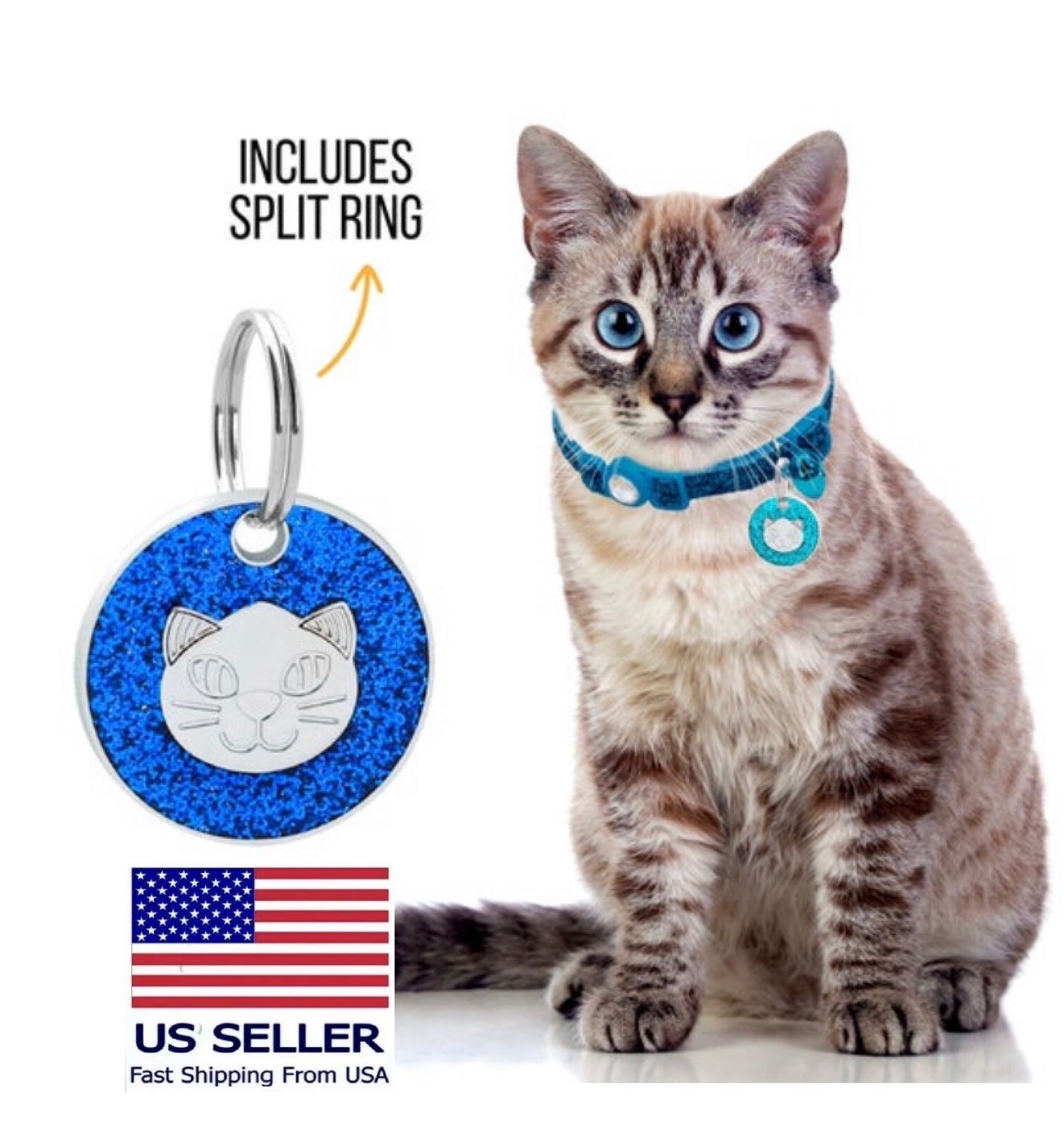 Personalized Cat ID Tag Small Custom Engraved Pet ID Tag Cat Collars Cat shape