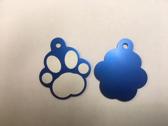 Large Personalized Aluminum Blue Paw Print Pet ID Tag MADE IN USA