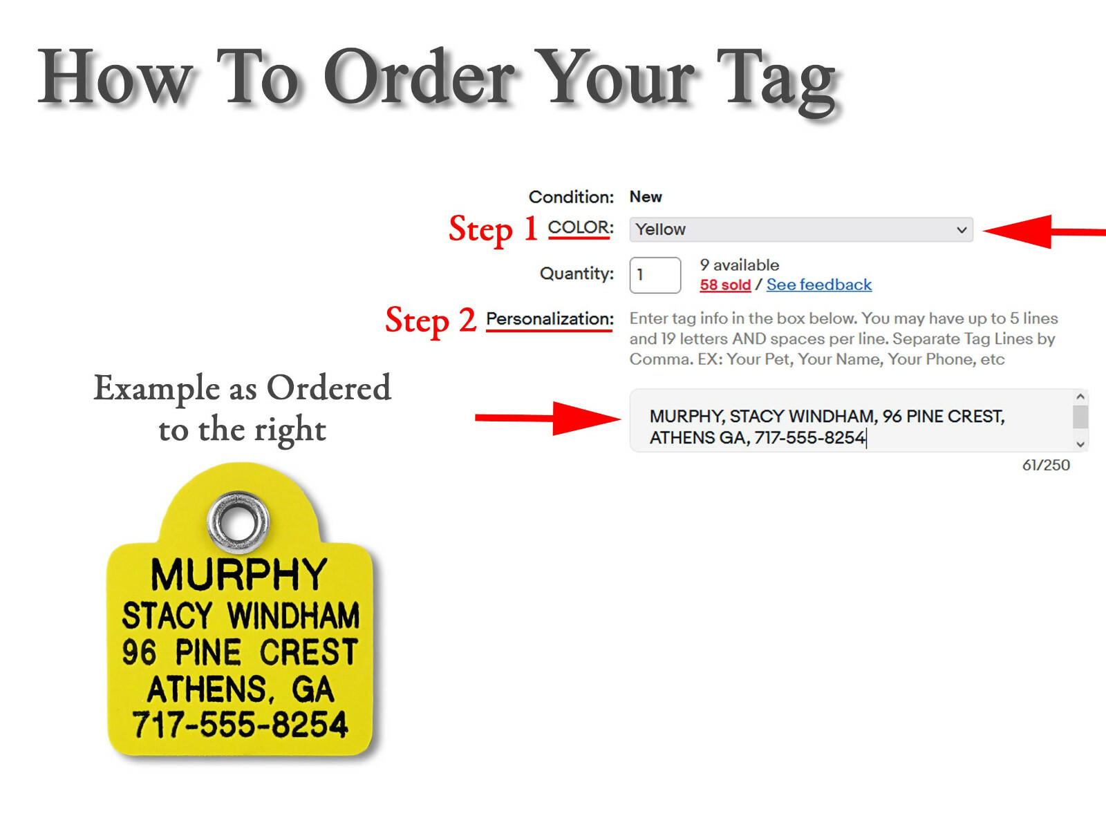 SMALL SQUARE PLASTIC Pet Dog Cat Identification Name Tags-Custom Engraved ID Tag