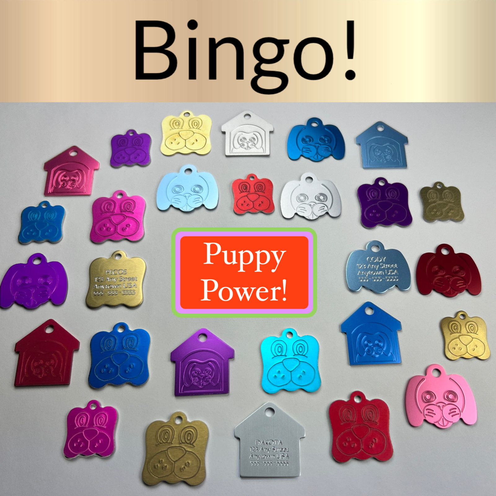 Custom Engraved Dog Tags Personalized Dog Collar Pet Tags Engraved PUPPY POWER