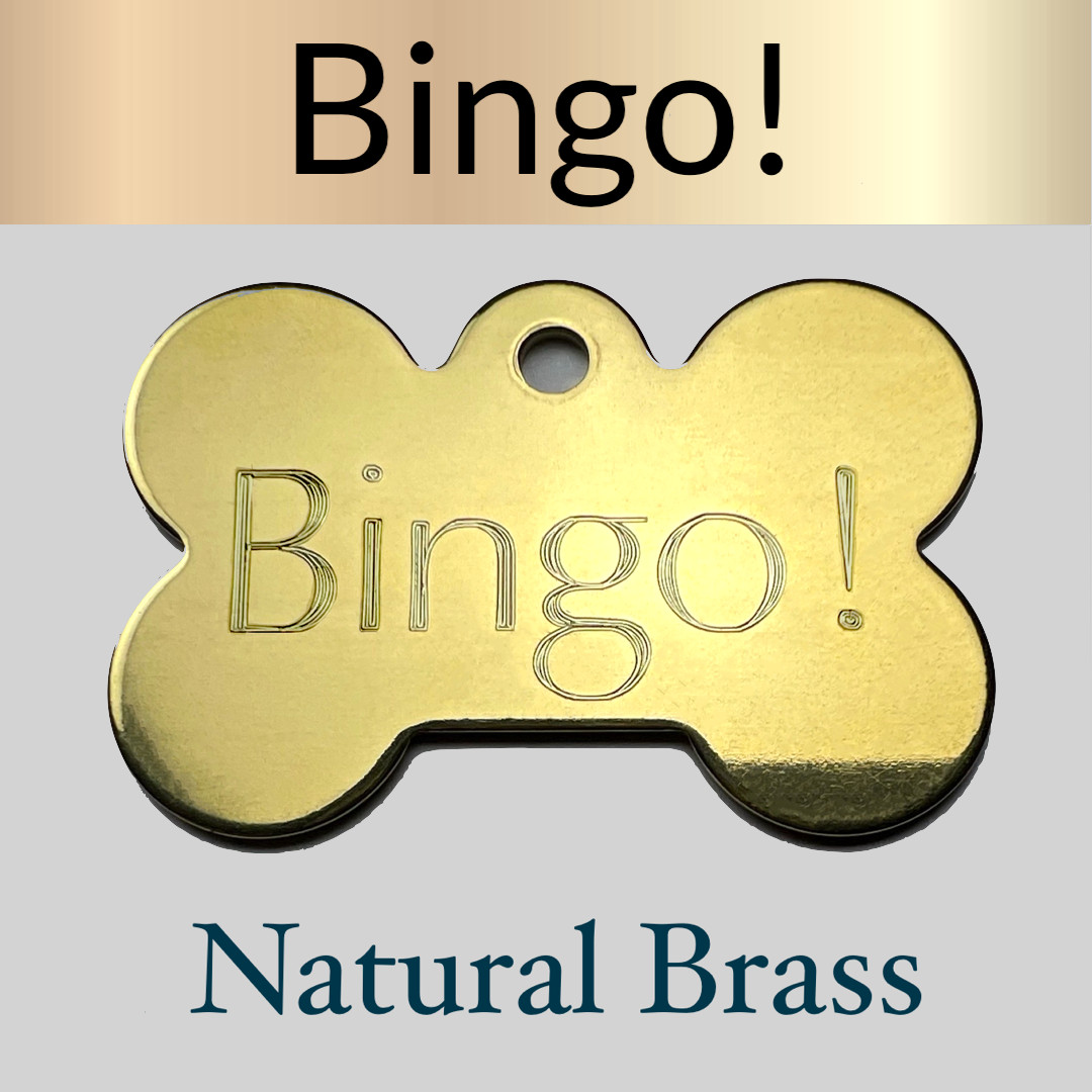 Custom Engraved Dog Tags Personalized Dog Collar Pet Bone Tag BRASS EXTRA LARGE