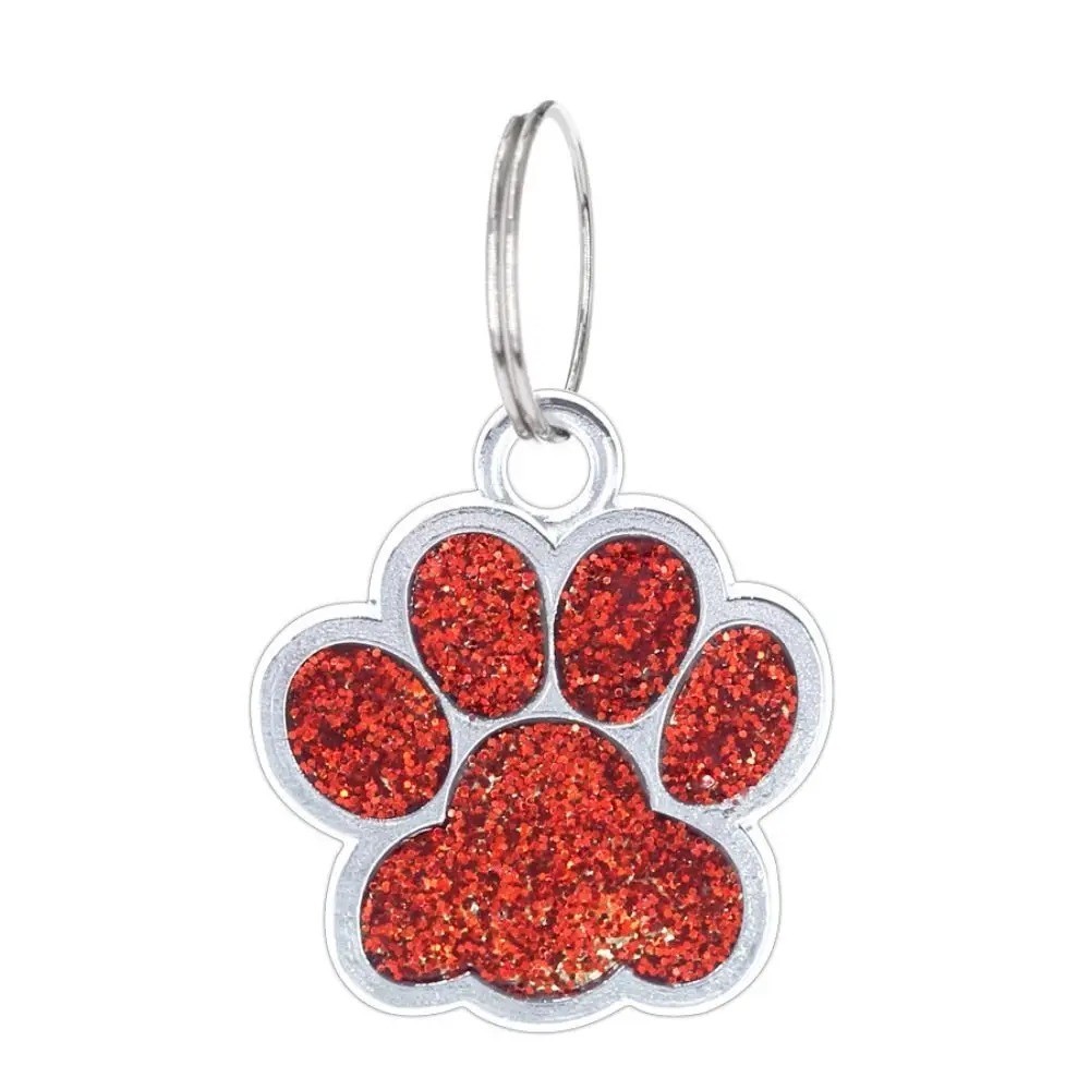 Paw Print Pet ID Tag | Glitter Dog & Cat Collar Pendant