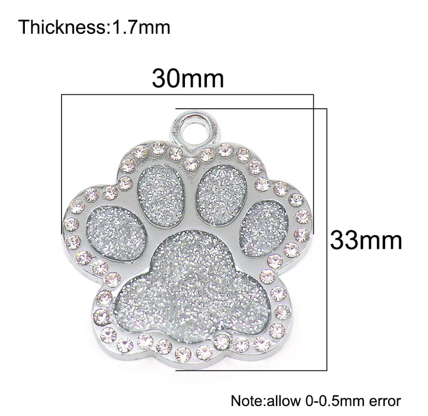 Shiny Stones Paws PET ID Tag Engraved Custom CAT DOG Collar Tag | Best Quality