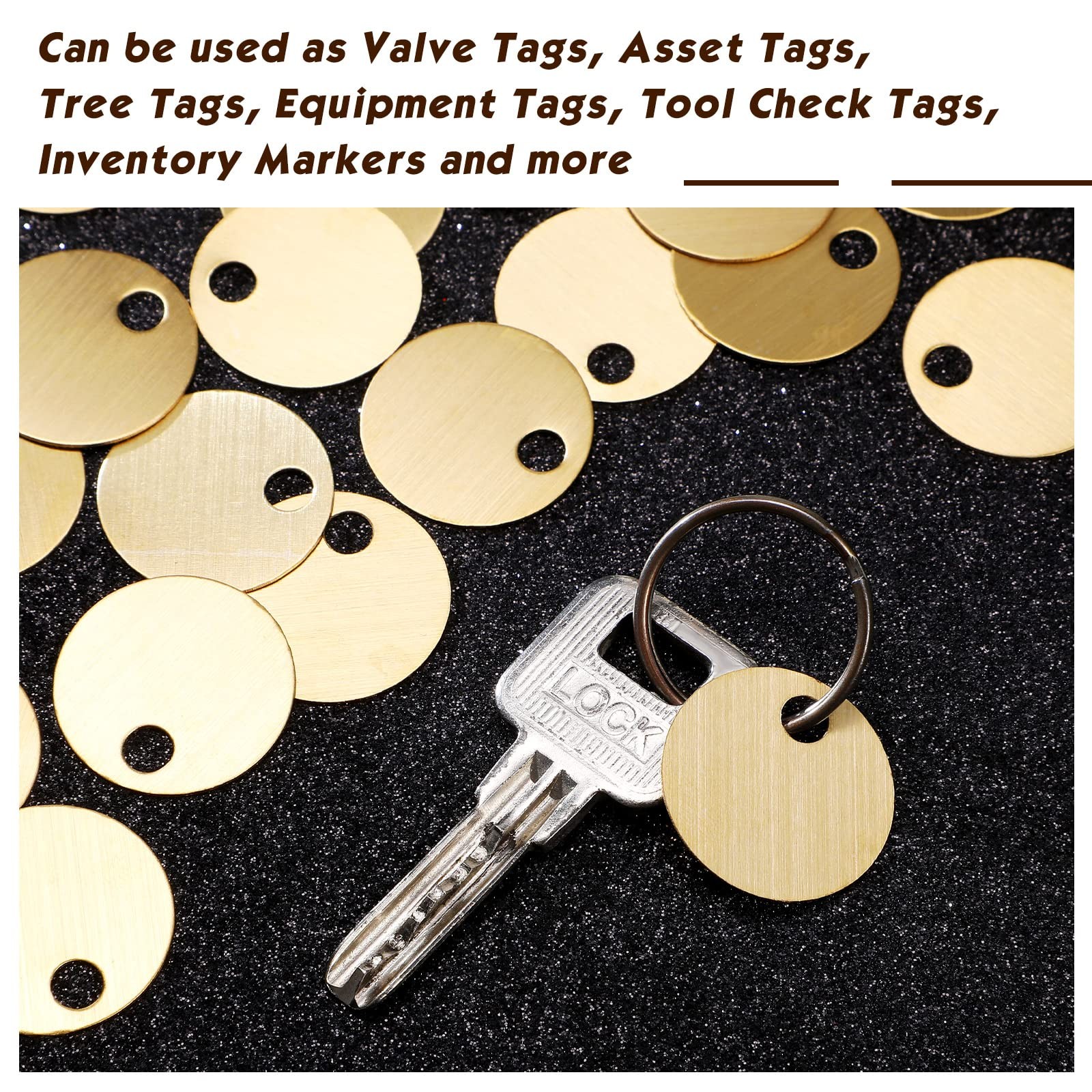 1.50 Inch Solid Brass Tags for Stamping, Round Golden Blank Brass Tag with Ho…