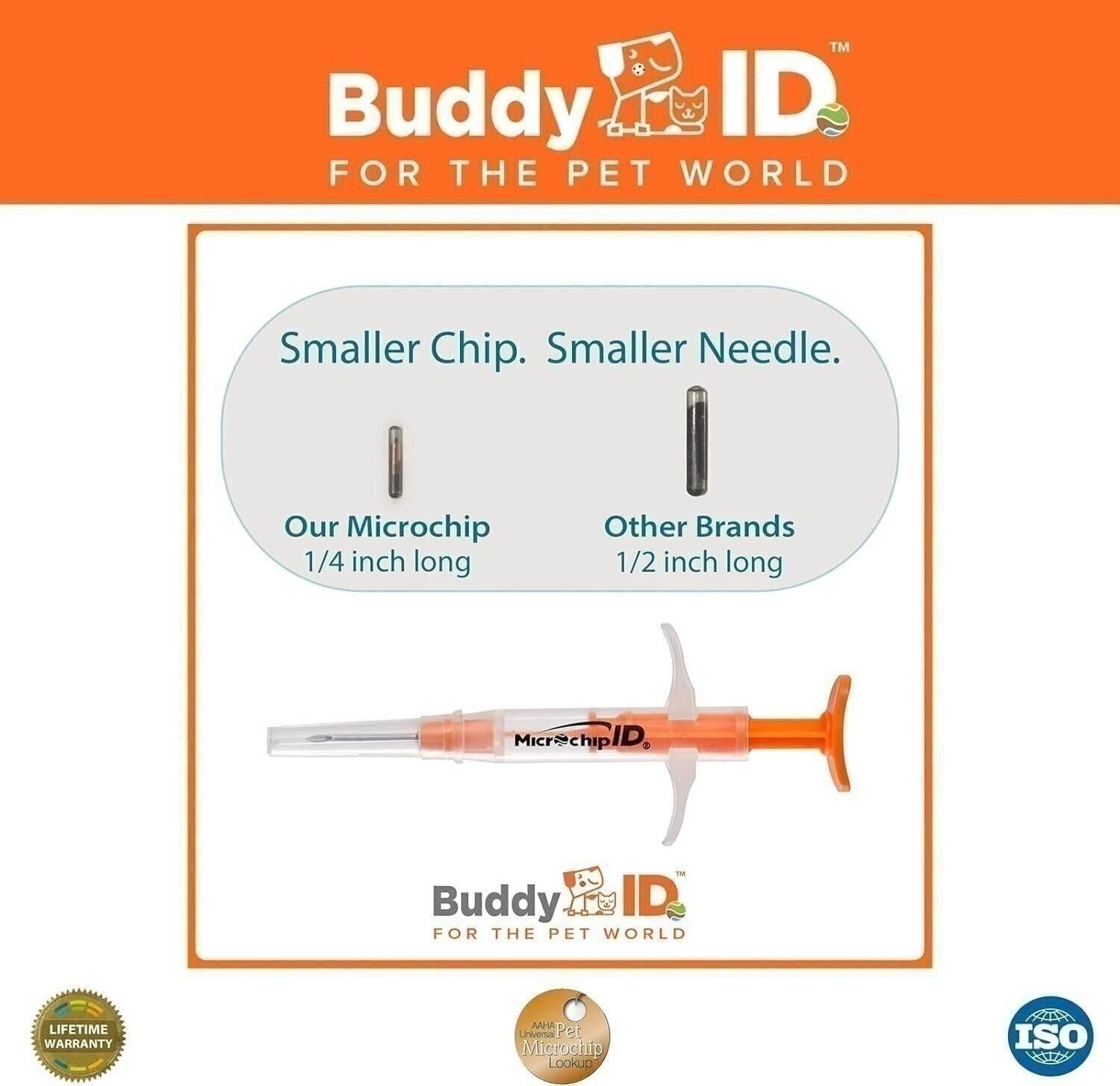 Buddy ID Pet Microchip Plus Lifetime Registration 5 Pack