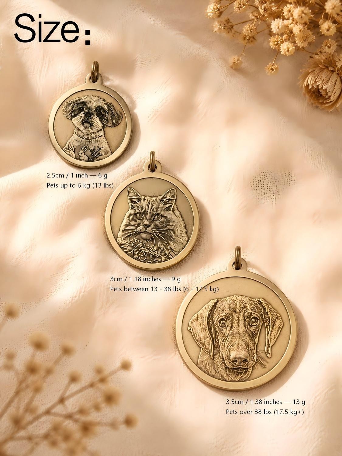 Customed Engraved Pet Portrait, Dog Tag, Cat Tag, Personalized Pet ID Tag