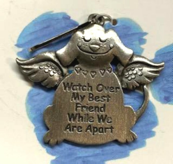 Dog Guardian Angel Collar Charm With Prayer Solid Pewter Made in USA by DT NEW