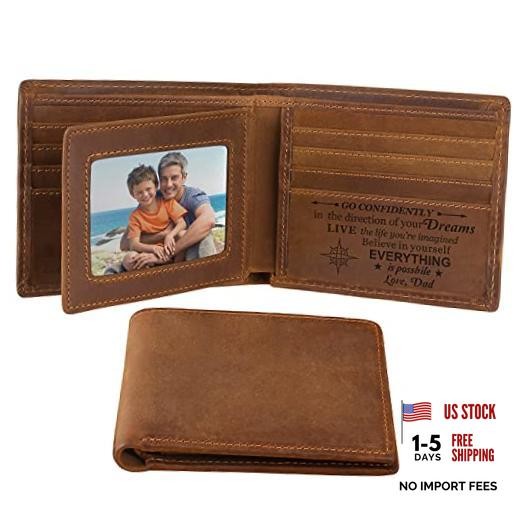 Gifts for Son from Dad to My Son Personalized Engraved Wallet To Son From Dad