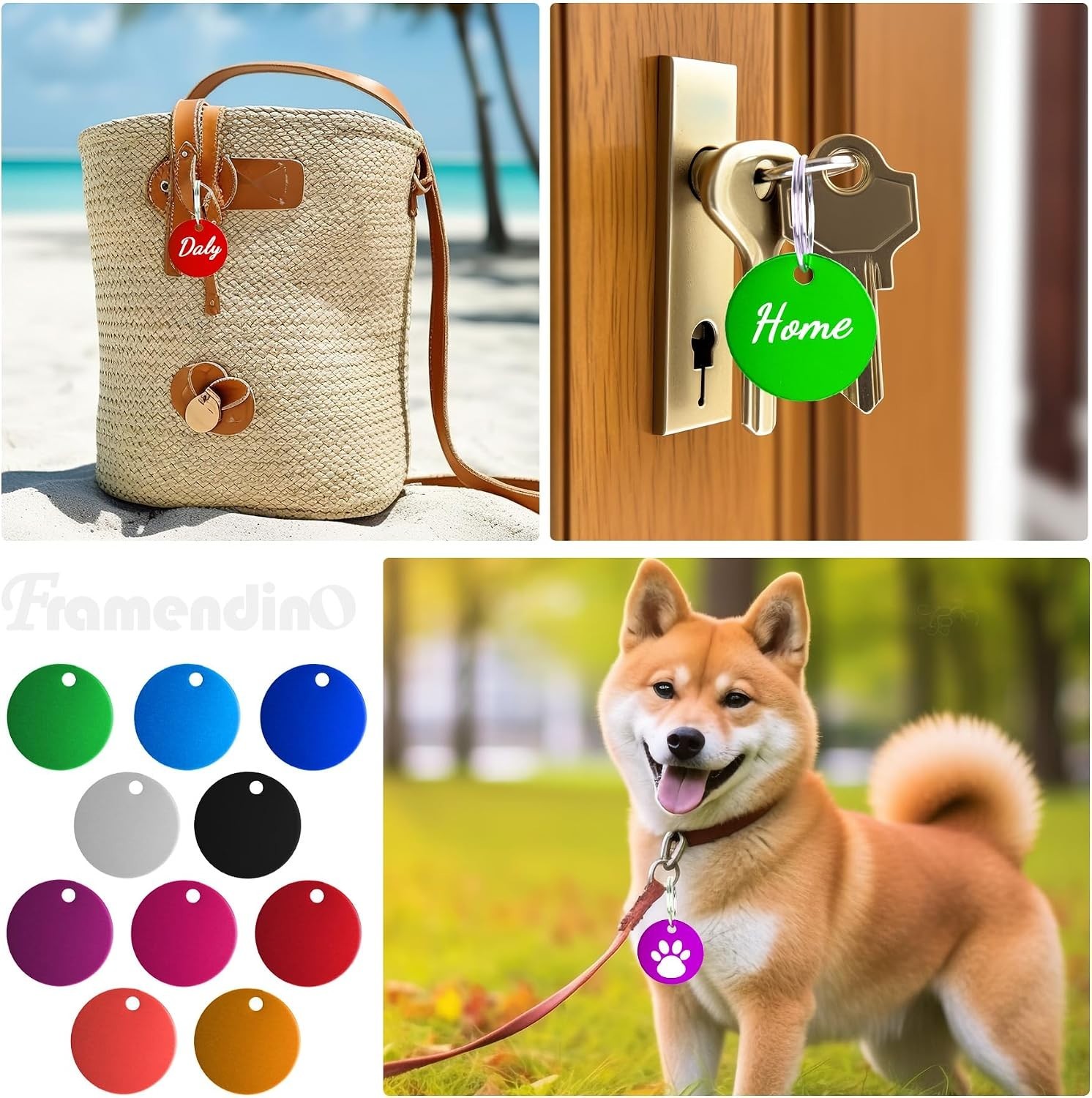 Pet ID Tag Colorful Blank Round Double Sided Pets ID Tag Name Phone Number ID…