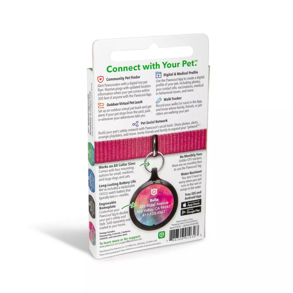 PAWSCOUT The Smarter Pet Tag Community Pet Finder Virtual Pet Leash BRAND NEW